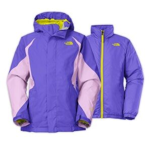 The North Face girls ski snow jacket with removable shell. Size M 10/12 purple